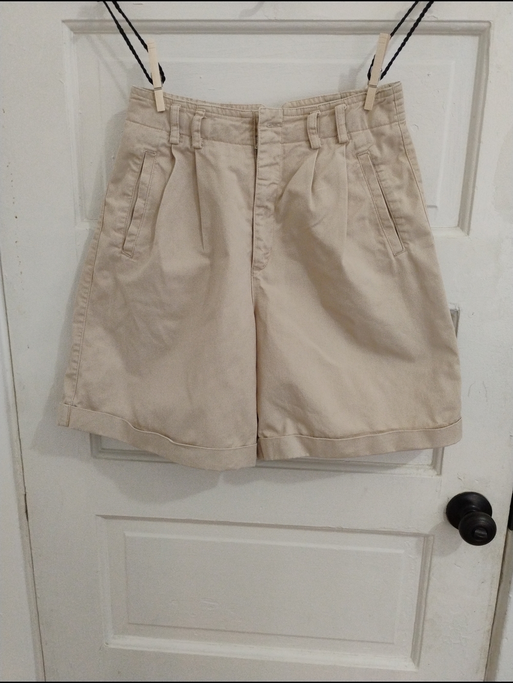 High-Rise, Vintage Khaki Pleated Women’s Shorts